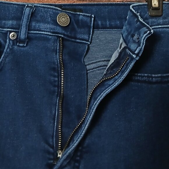 Express Jeans 2 Short Slim Ankle Super High Rise Dark Blue Denim Stretch - Picture 6 of 9